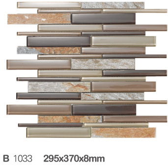 Glass Kitchen Backsplash Mosaic Wall Tiles with Slate