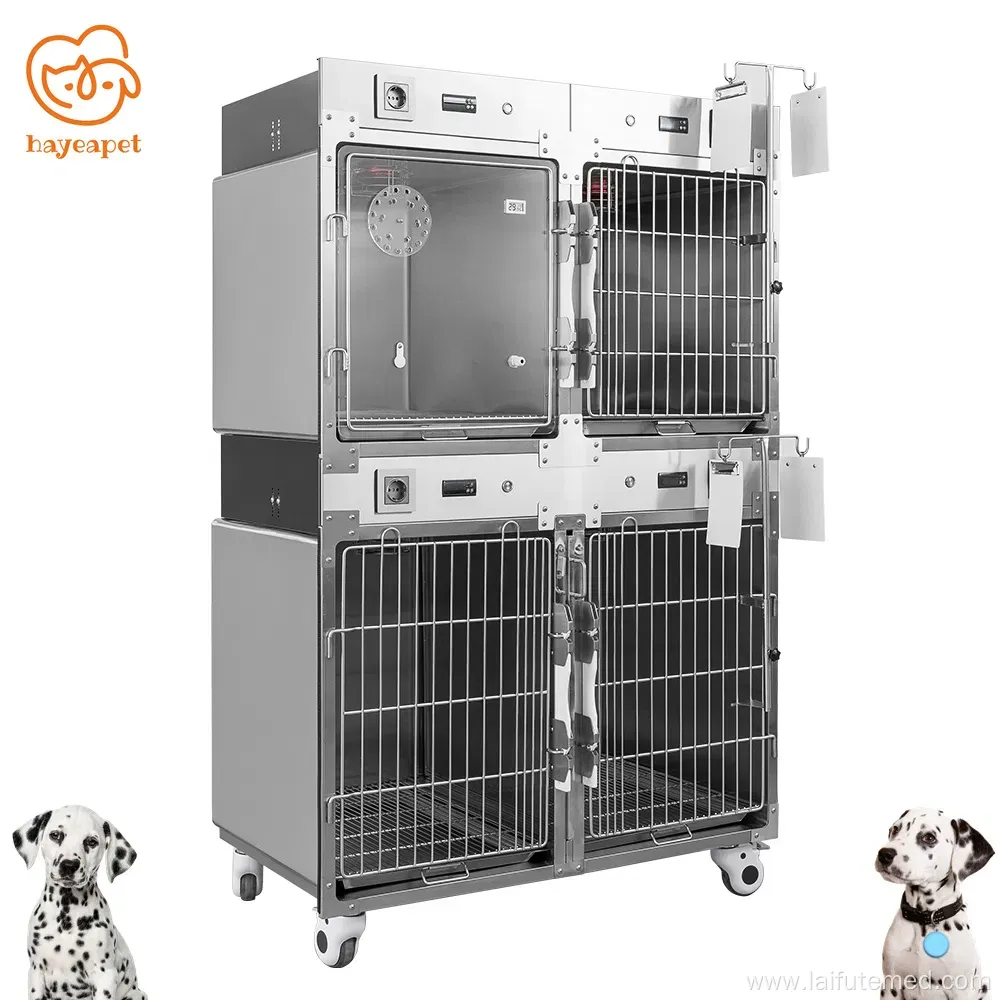 Inpatient Veterinary Care Stainless Steel Cage with Oxygen and Infrared Therapy