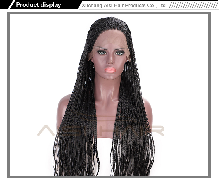 Aisi Hair Long Twist Braided Senegalese Black Wig Glueless Synthetic Lace Front Wig Twist Box Braids Hair Wigs For Black Women