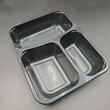 black CPET food trays for school kids