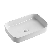 Bathroom Hotel Rectangular White Ceramic Above Counter Sinks