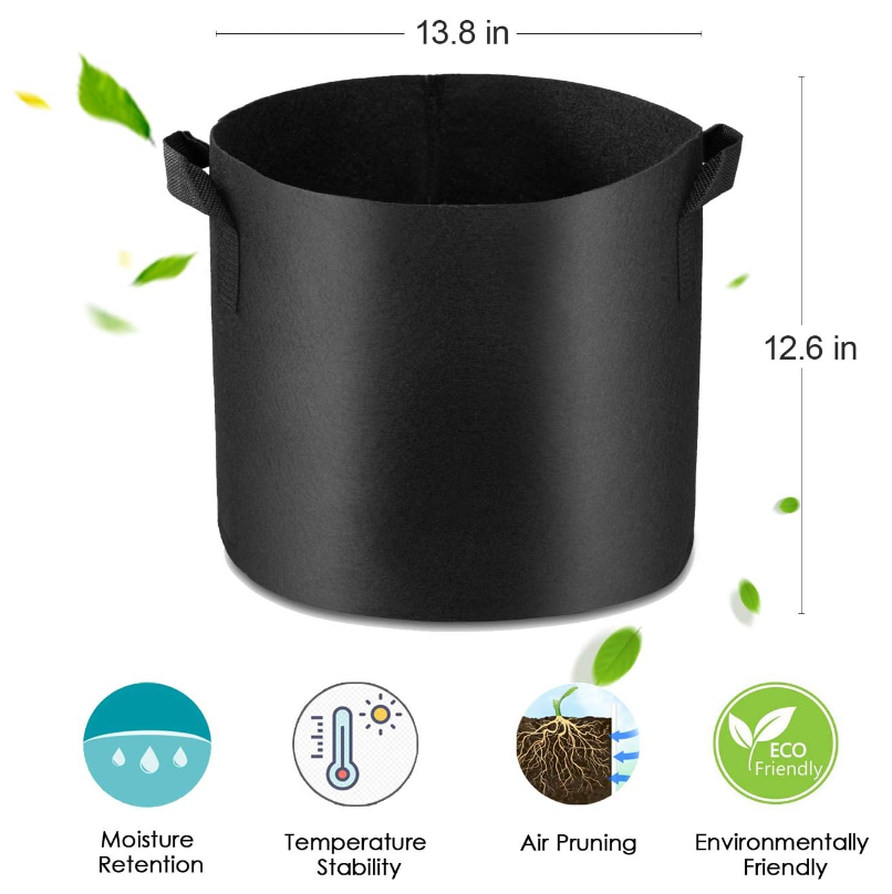 Factory stock 1-400 gallon All Size Non woven Plant Fabric Pots Grow Bags with Handles planting bags