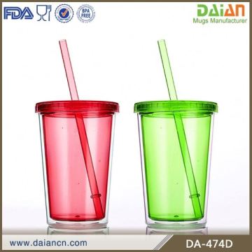 10oz double wall plastic tumblers with straw