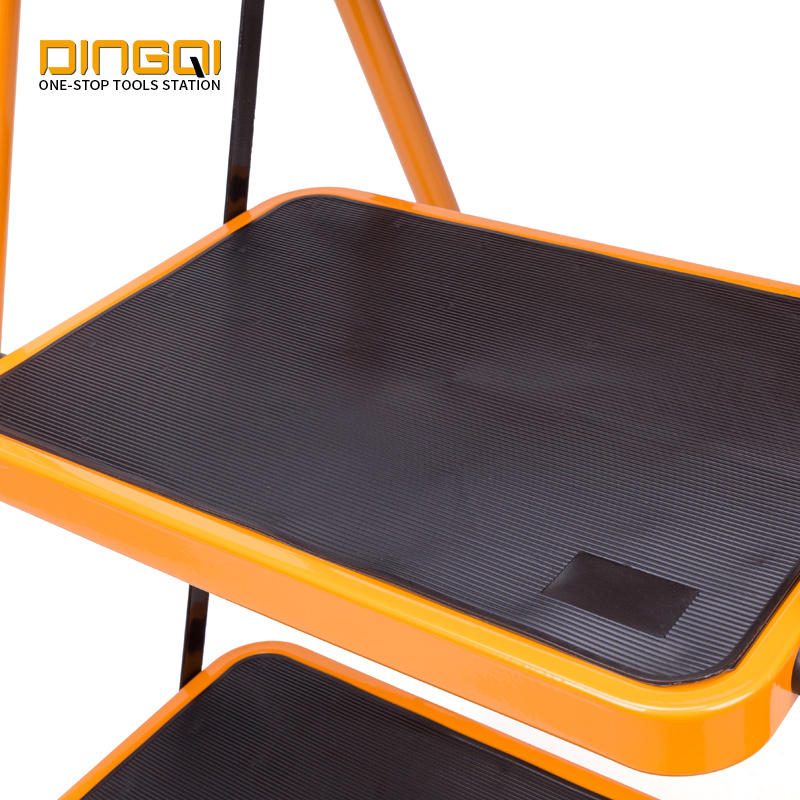 DingQi Multipurpose Safety Wide Step Ladder Metal Portable Household Folding Ladders