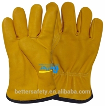 straight thumb Unlined Golden Cow Grain Leather Glove Warm Lining