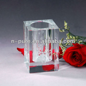 Clear Engraved Crystal Pen Holder