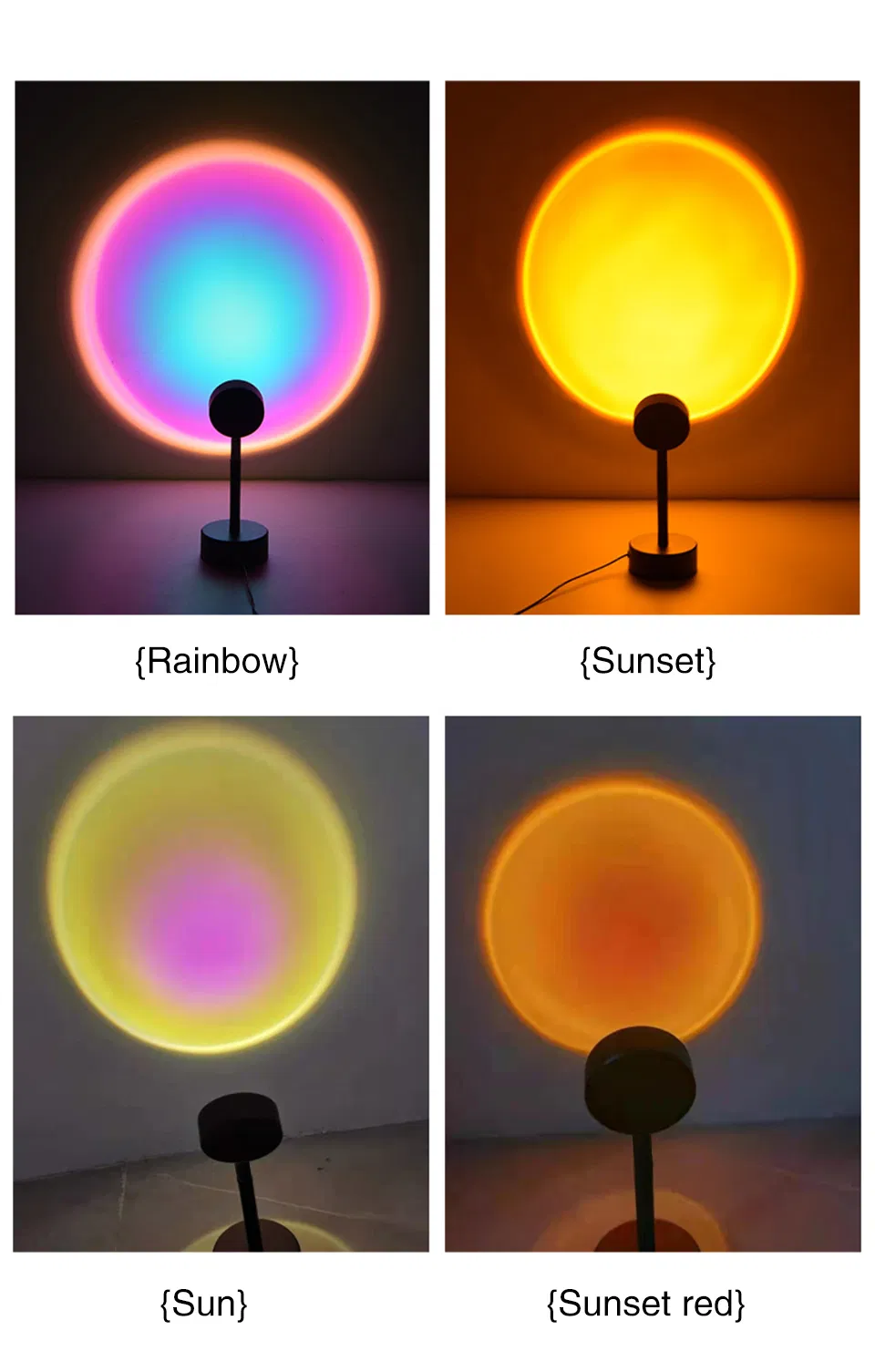 USB Sunset Projector Lamp - LED Rainbow Night Light for Home