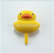 3d soft pvc yellow duck pendant for key or cellphone