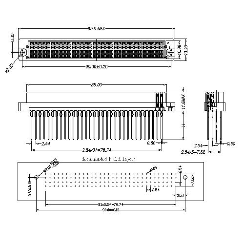 DFS-XX-XXXX-404 DIN41612 Vertical press fit type c female 128P