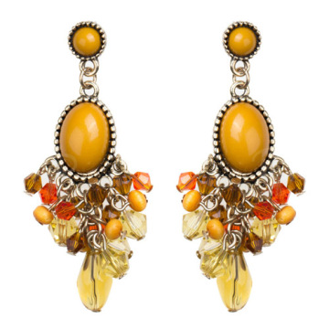 Halloween women drop earring yellow gold resin and crystal decorated