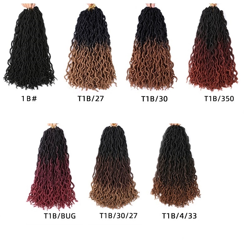 18inch Gypsy Locs Crochet Faux Nu Loc Wavy Goddess Boho Dreadlocks Twist Braiding Hair Extension Gypsy