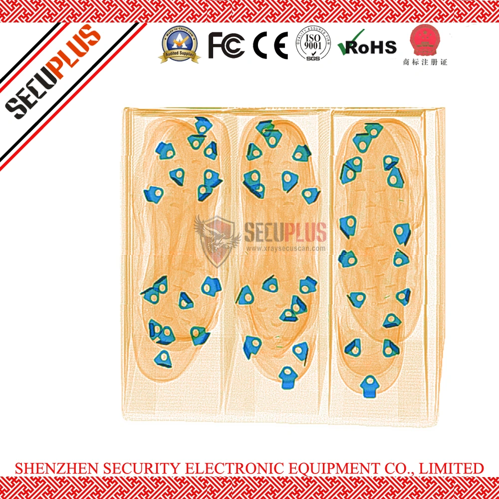 Dual-view X ray machine baggage scanner to check needle, metal, pin or contamination in shoes