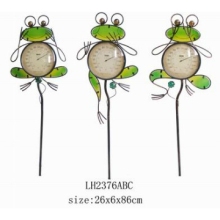 2012 HOT SELL frog  thermograph garden stake with rain gauge