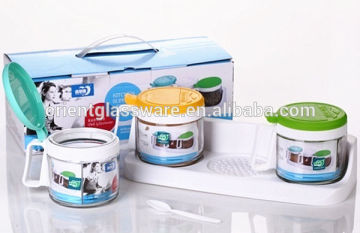 3pcs glass spice set glass condiment set