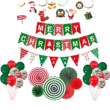 Merry Christmas Pennant String Flag Bunting Banner
