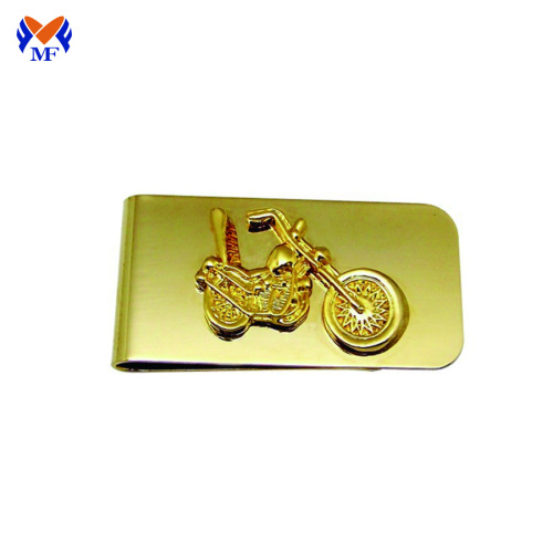 Mens golden money clip custom embossed logo