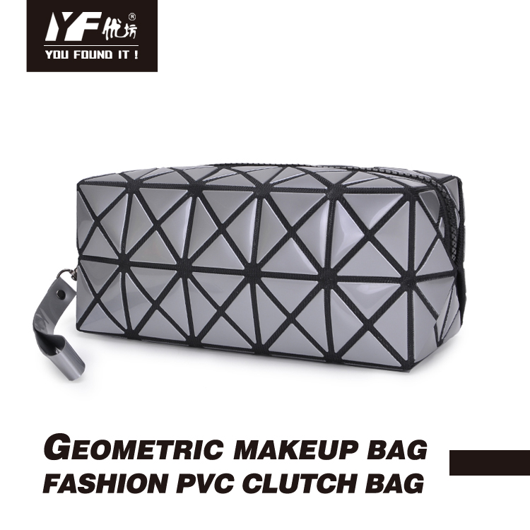 PVC clutch bags cosmetic zipper geometric makeup bag