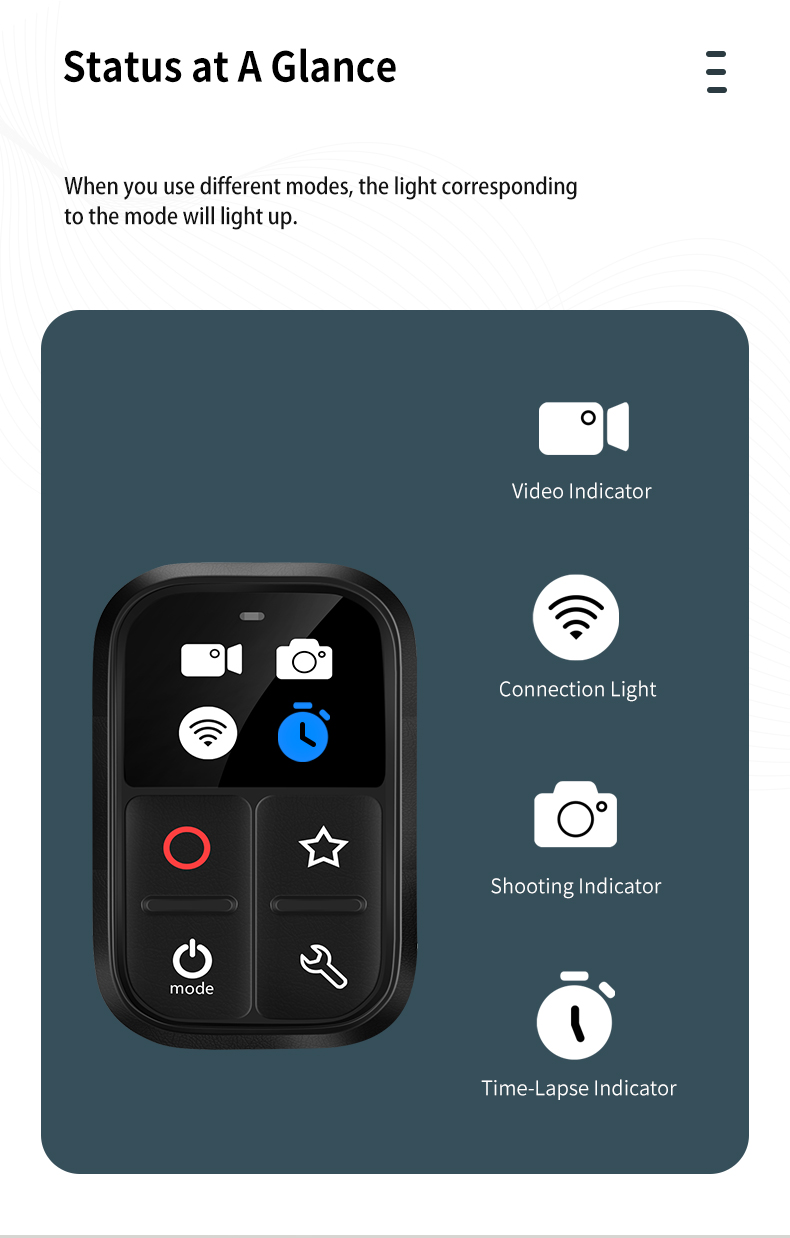 TELESIN WiFi Remote Control suitable for GoPro Hero 10 9 Max Hero 8 7 6 5 4 3 Black Hero 4 Session sports camera accessories
