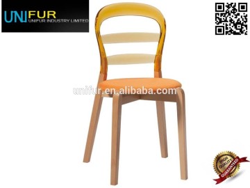 Upholstered side dining Wien Chair with wooden base and PC backrest