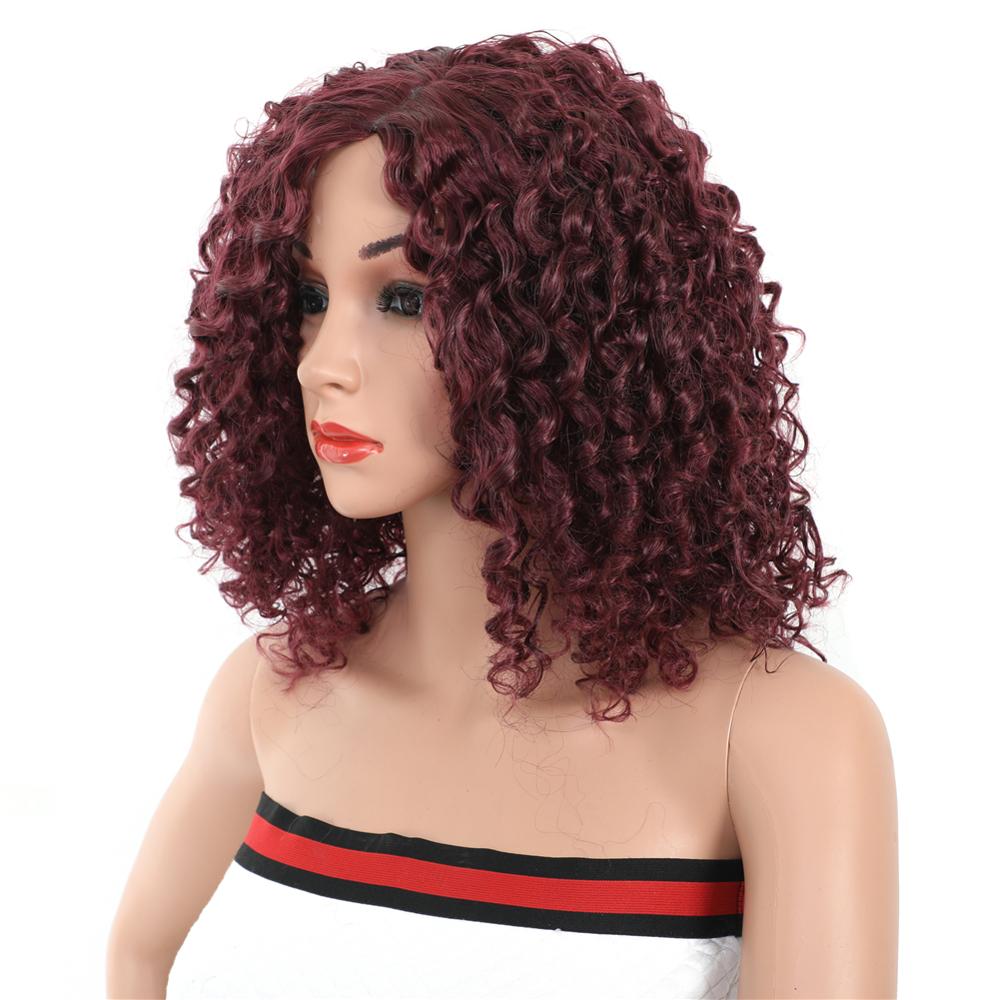 MYZYR own brand synthetic wig cheap heat-resistant synthetic wig three colorssynthetic curly hair wigFuchsia
