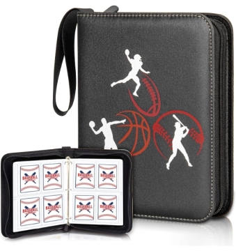 Leather Trading Card Binder with Strap and Zipper Cover
