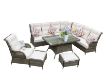 Luxury 6-Piece Rattan Outdoor Garden Corner Dining Sofa Set