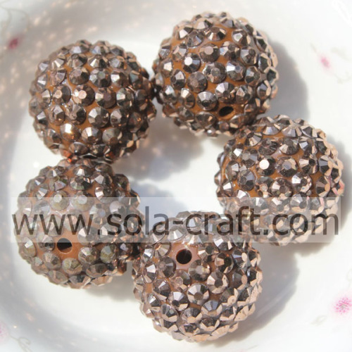 18*20MM Acrylic Resin Rhinestone Ball Beads Necklace Finding Copper