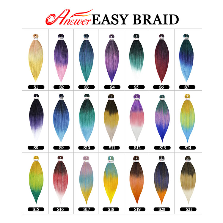 Pre-stretched Braiding Hair Yaki Texture Synthetic Fiber Ombre Color Hot Water Setting 26inch Easy Braid Hair Extensions