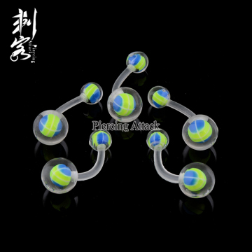 Acrylic Blue Ball Inserted Navel Belly Bar Body Piercing