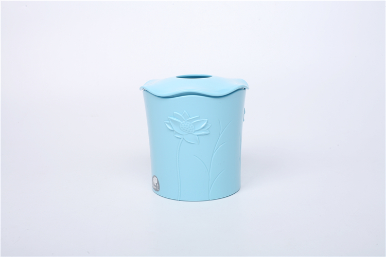 Round Lotus Pattern Cover Plastic Tissue Box Holder Storage Organizer For Home Car Office