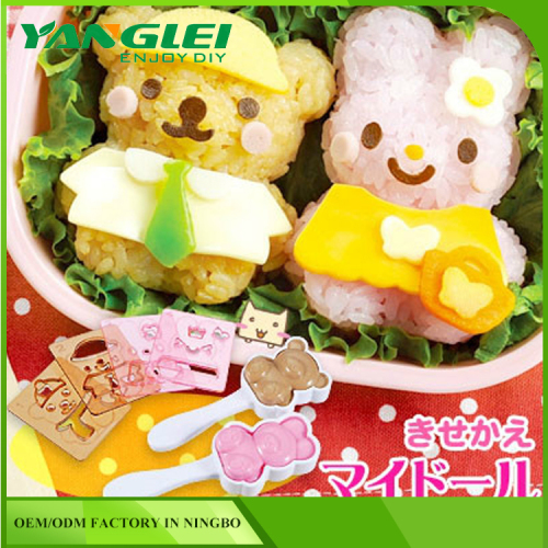 Kawaii PP Rice Mold Bear Rabbit Sushi Egg Chocolate Mold 6Pcs/Set