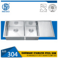 304 Stainless Steel Sink with Drainboard Double Bowl