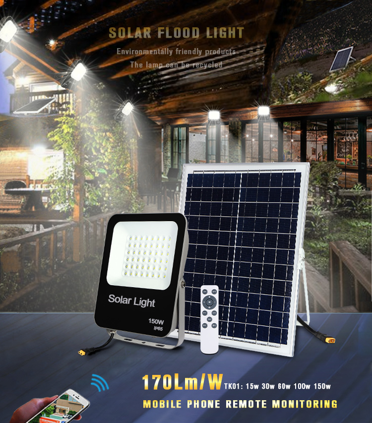 KCD Factory price waterproof ip66 Solar Power Led 100W Outdoor Led Flood Light Lens IP65