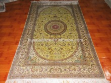 hereke golden silk carpets, floral silk carpet made in china