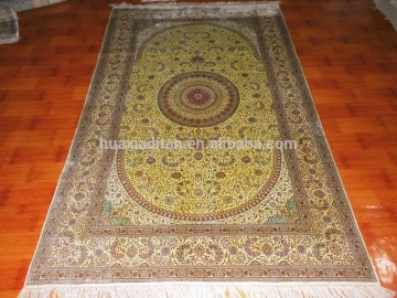 hereke golden silk carpets, floral silk carpet made in china