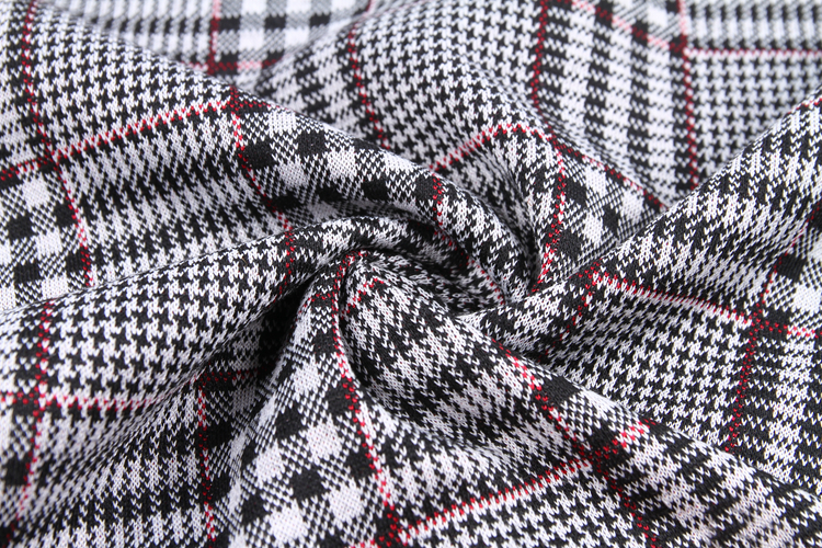 2021 fabric Colorful design white black red check jacquard fabric polyester textured garment fabric material clothes