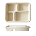 4 Compartment Bagasse School Lunch Tray Made from Sugar Cane Fiber