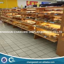 food display rack/wood bread display rack for supermarket and store