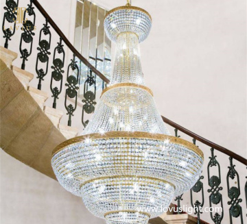 White bell and drum shape chandelier Villa staircase chandelier retro chandelier large Hotel staircase chandelier