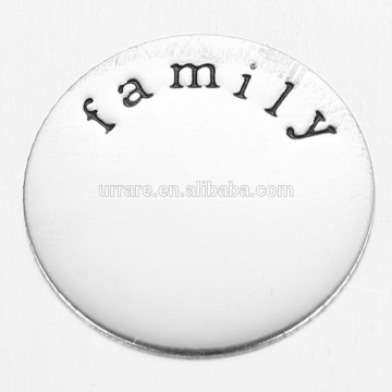 22MM Stainless Steel Floating Locket Plates Engraved with FAMILY