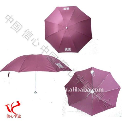 pongee three folding umbrella with customized logo on