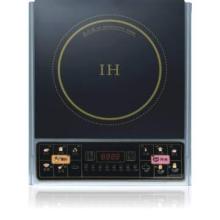 touching induction cooktop  with black crystal plate