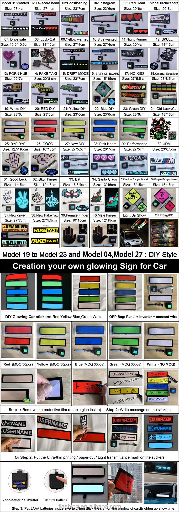 Newest Lucky Cat Sign JDM Custom DIY EL luminous logo flexible LED lighting car sticker Wanted GTA Electric Sticker