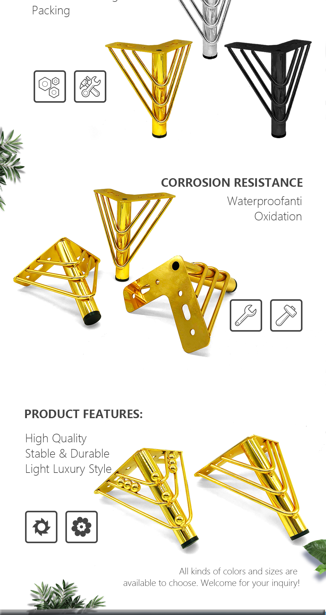 C038 ساق أريكة معدنية C038 metal sofa leg