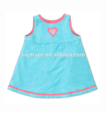 Baby Blue Color Cotton Clothes Simple Dress Design 1 Year Old Party Dress