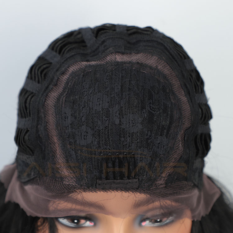 Aisi Hair 18 Inch Long Body Wave Natural Black Wig With Ponytail Swiss Lace Wig Water Wave Synthetic Hair Wigs For Black Women