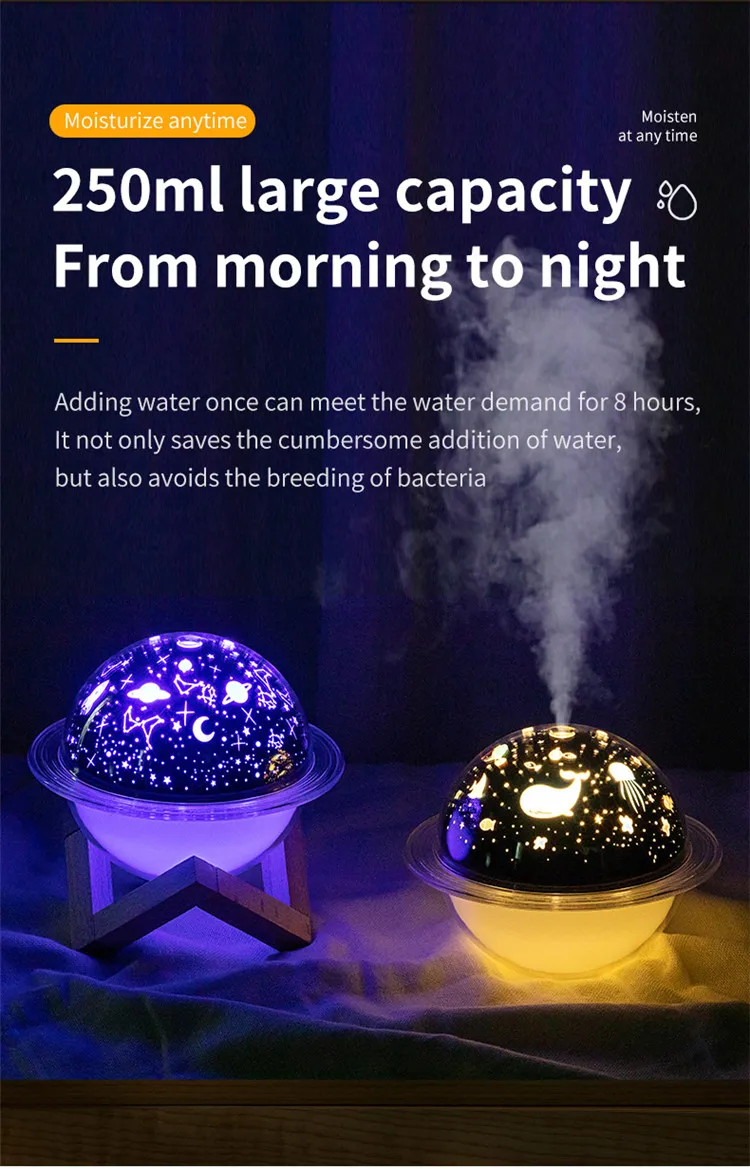 Planet Night Light Humidifier, USB, with Bracket, Humidifier