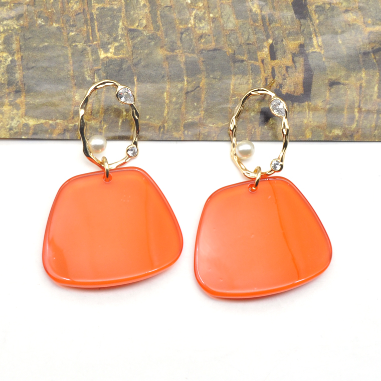 Spring summer clear orange acrylic novelty drop earrings