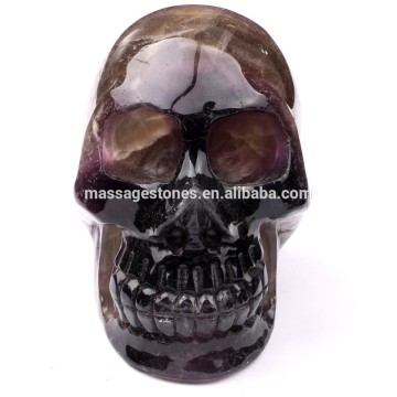 Wholesale semi-precious skull natural fluorite hand craved stone skull