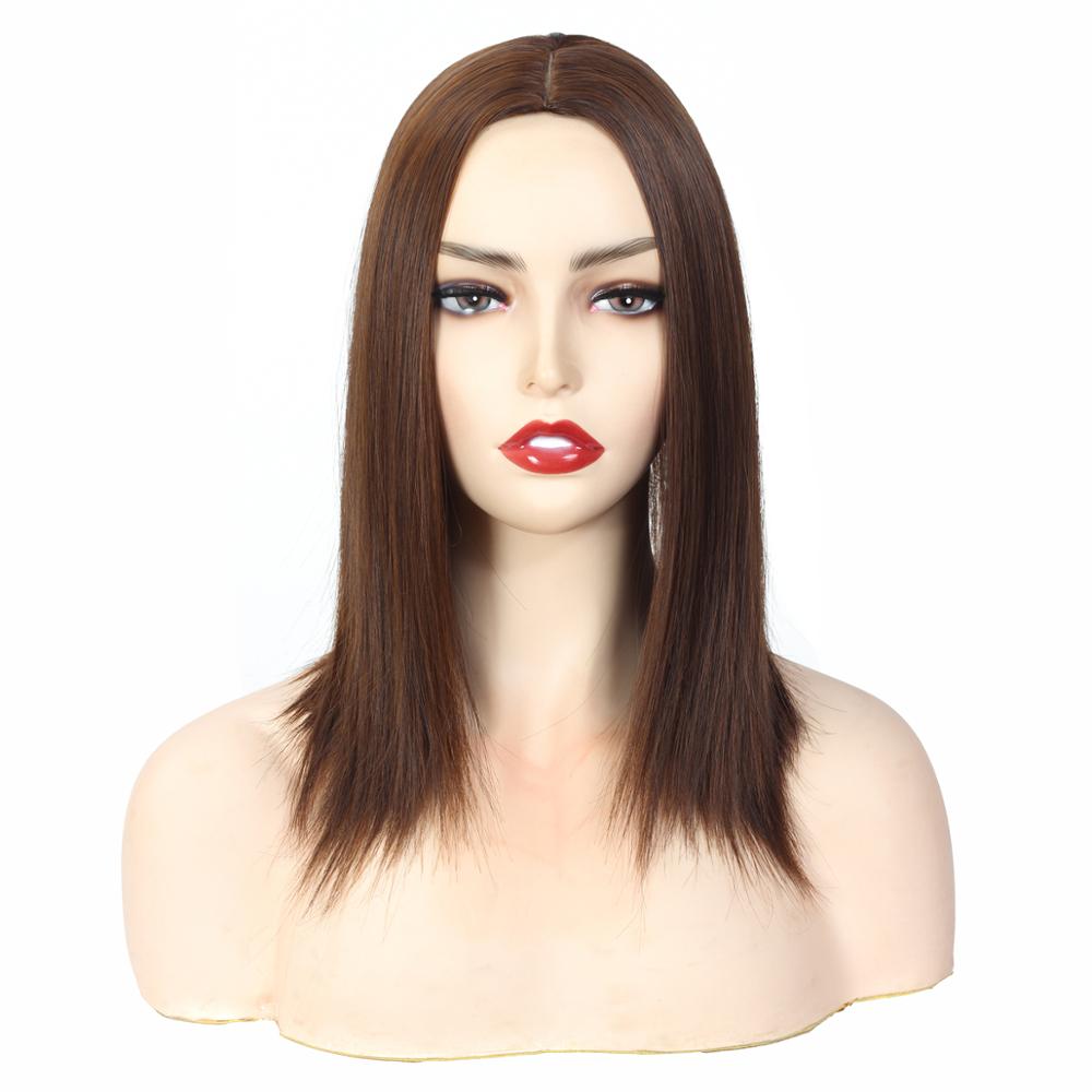 16inch Straight Topper Hair Synthetic Blonde Hair with Bangs for Women Clip-in One-piece Hair Extension High Temperature Fiber